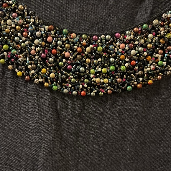 Lina Tomei Elegant navy Dress with Embellished beaded Neckline - medium - Picture 3 of 7